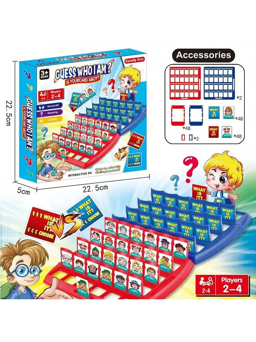 Jogo de Tabuleiro "Quem Sou Eu?" Brinquedos Educativos de Mesa Jogos de Adivinhação em 2 Jogadores Para Famílias Educação Infantil Brinquedos Educativos