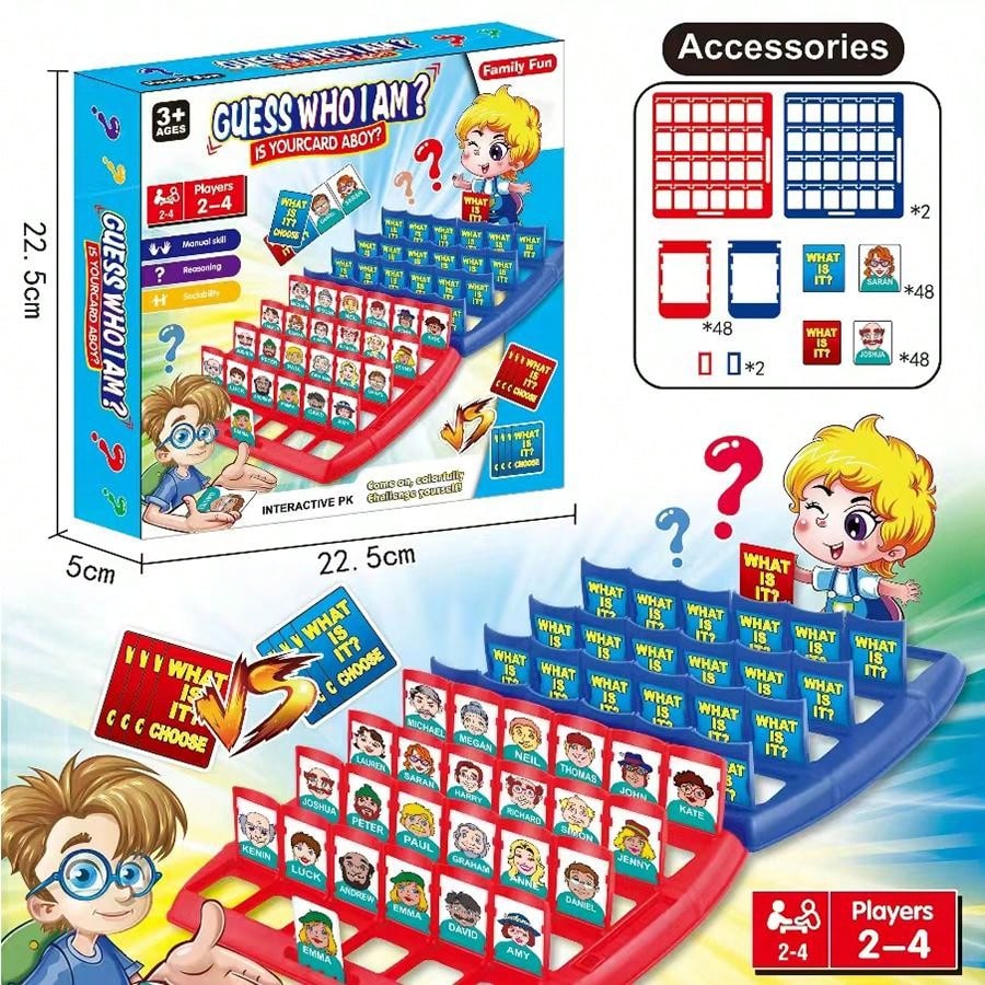 Jogo de Tabuleiro "Quem Sou Eu?" Brinquedos Educativos de Mesa Jogos de Adivinhação em 2 Jogadores Para Famílias Educação Infantil Brinquedos Educativos