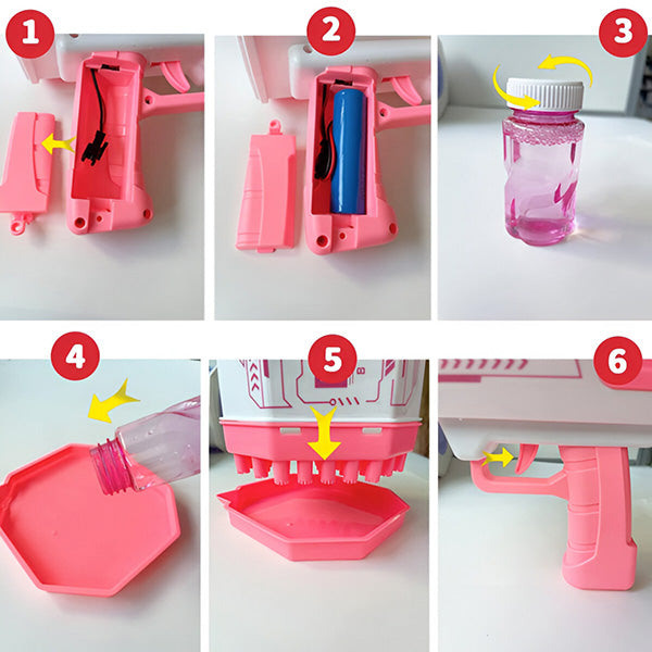 Pistola de bolhas com 69 furos e luzes LED coloridas