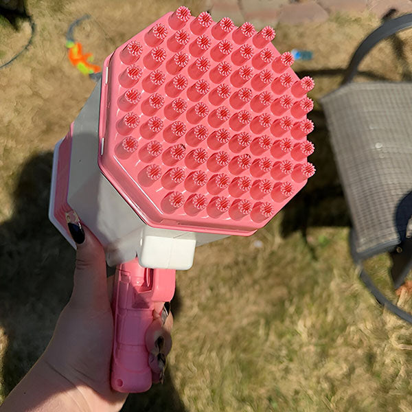 Pistola de bolhas com 69 furos e luzes LED coloridas