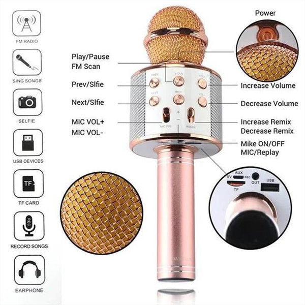 Microfone Bluetooth sem fios para Karaoke