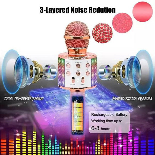 Microfone Bluetooth sem fios para Karaoke