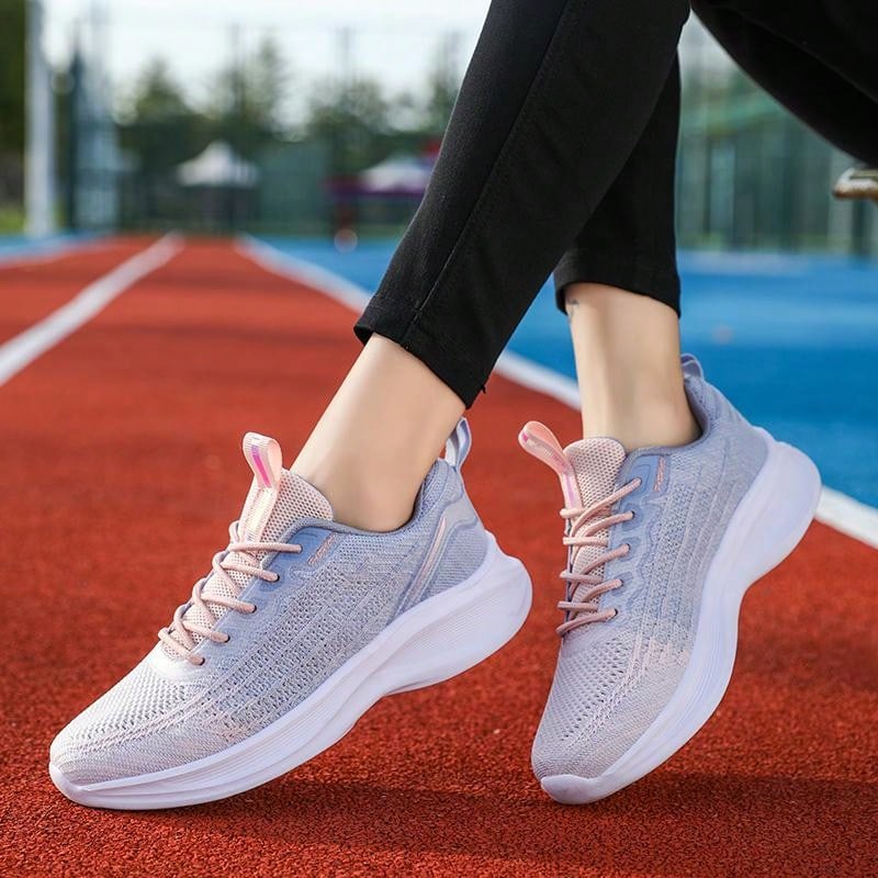 Tênis de Corrida Lace-Up Tecido Plus Size Feminino Esportes