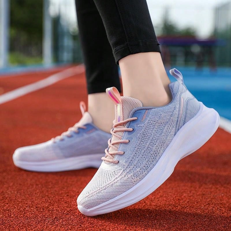Tênis de Corrida Lace-Up Tecido Plus Size Feminino Esportes