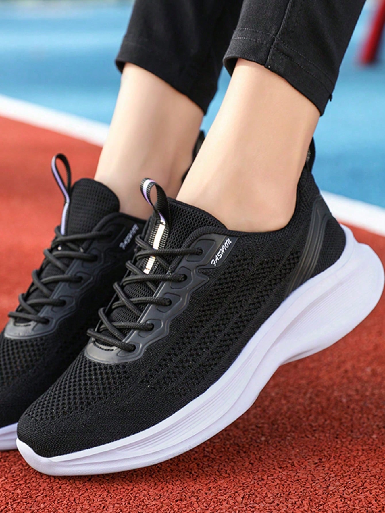 Tênis de Corrida Lace-Up Tecido Plus Size Feminino Esportes