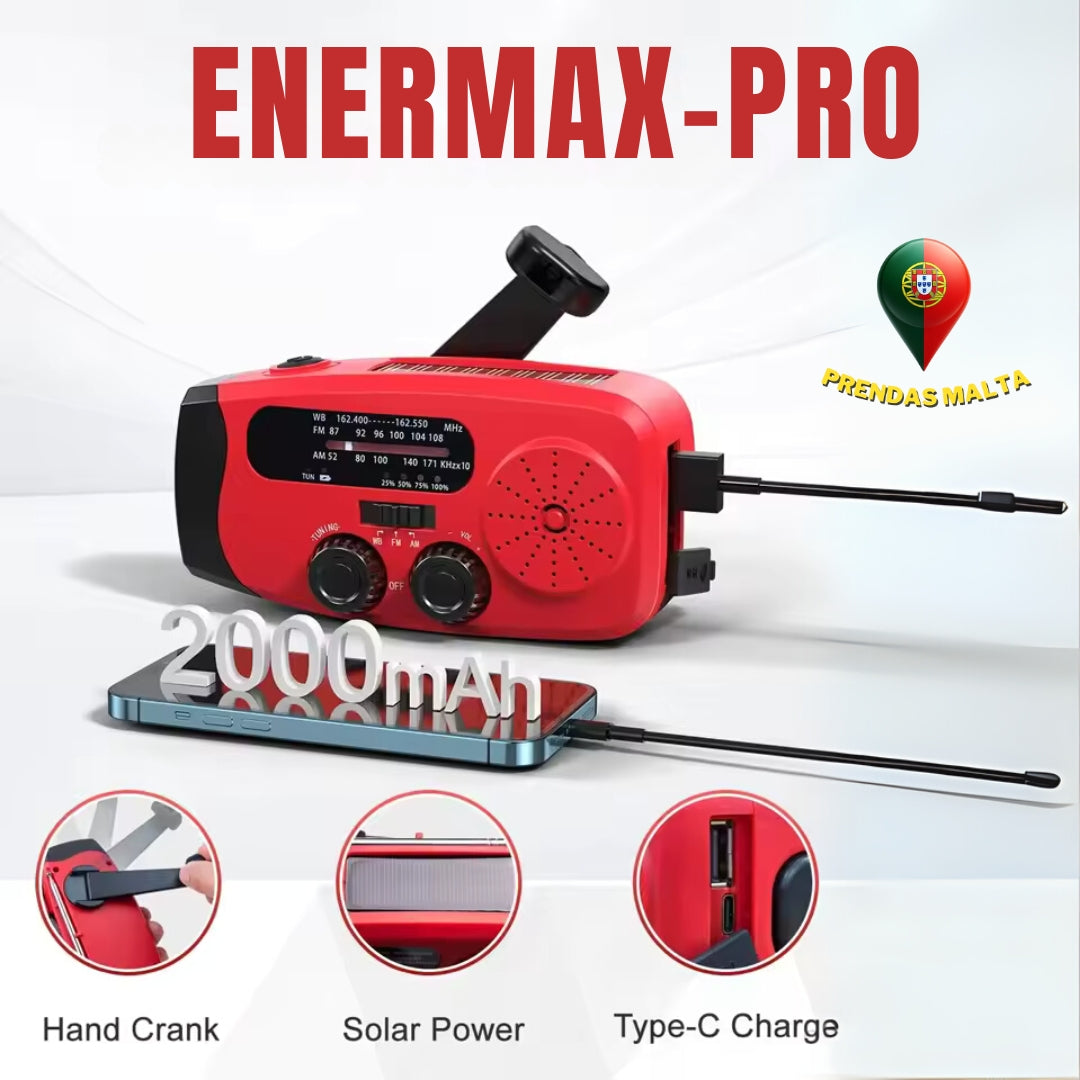 EnerMax Pro – Rádio com Energia Infinita + Prenda Surpresa