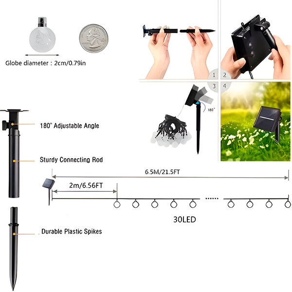 Cordas com luzes solares
