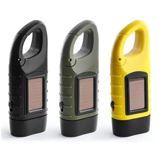 SurvivorCrank – Lanterna 3 em 1 com Manivela + Solar + Power Bank